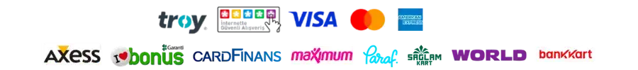 Kabul edilen ödeme yöntemleri: Visa, Mastercard, Troy ve diğer kartlar